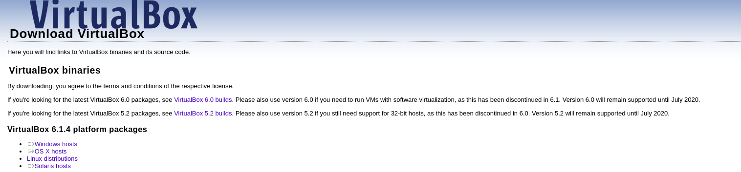 virtual box downloads