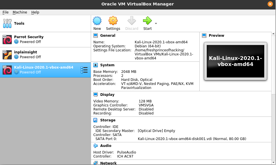 virtual box main